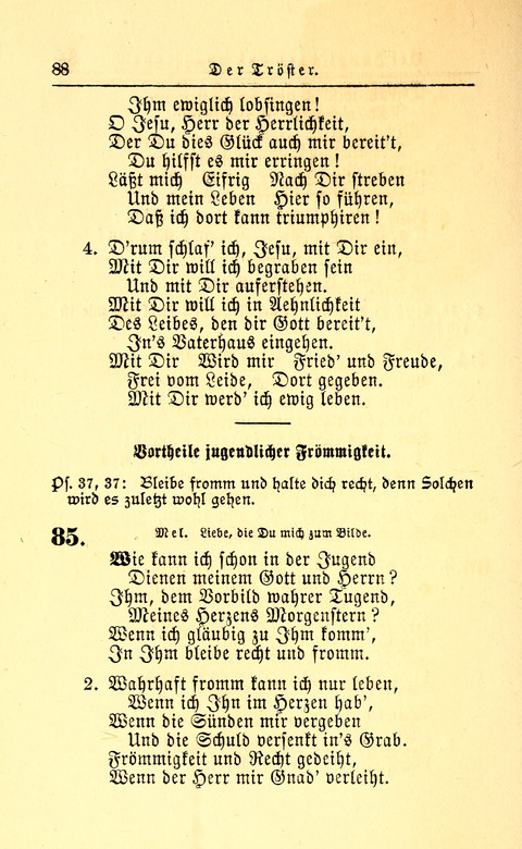 Der Tröster: oder Trost und Mahnung in Liedern und Betrachtungen bei der Trennung von den Unsrigen zum Gebracuh bei Leichenbegängnissen sowie auch im Familienkreise. page 90