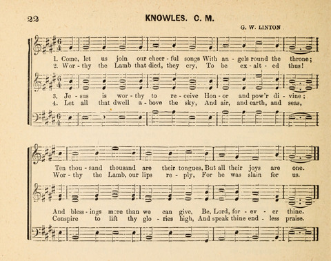 Twilight Zephyrs: a new collection of hymns and tunes for Sunday schools, missionary meetings, anniversaries, temperance meetings and the social circle page 22