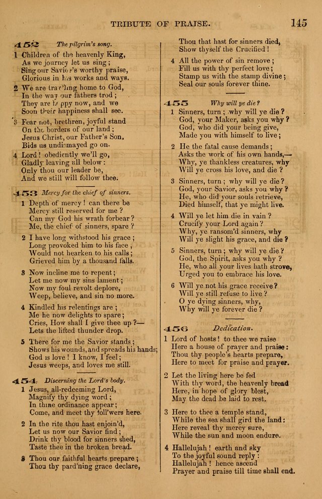 The Tribute of Praise: a collection of hymns and tunes for public and social worship, and for use in the family circle page 145