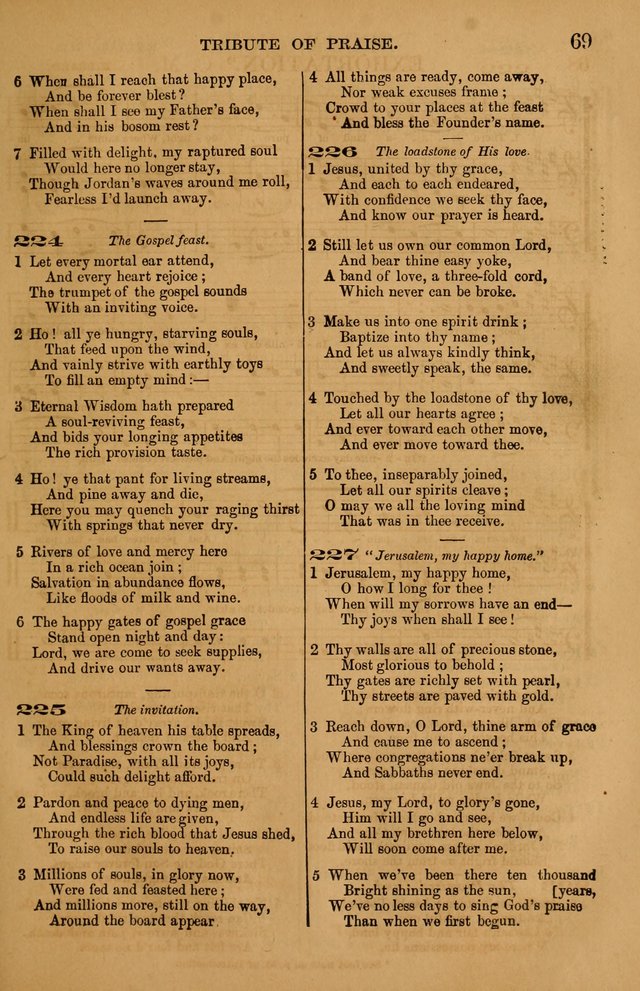 The Tribute of Praise: a collection of hymns and tunes for public and social worship, and for use in the family circle page 69