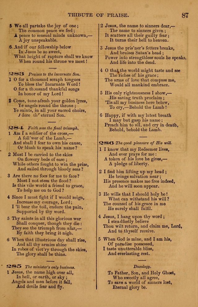 The Tribute of Praise: a collection of hymns and tunes for public and social worship, and for use in the family circle page 87