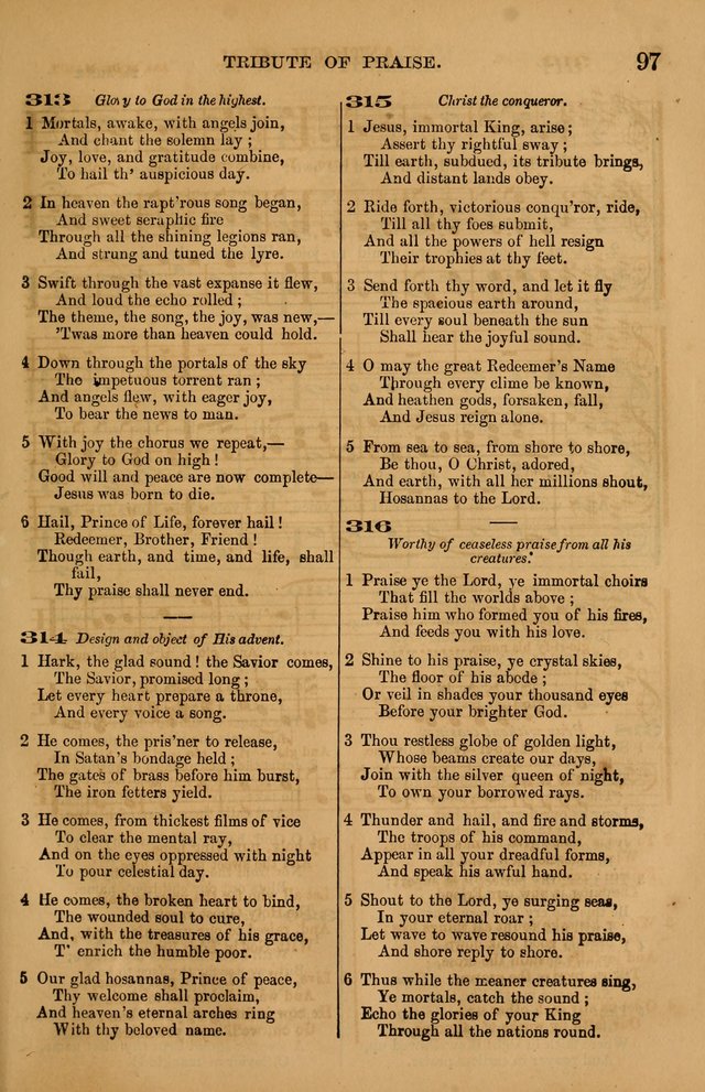 The Tribute of Praise: a collection of hymns and tunes for public and social worship, and for use in the family circle page 97