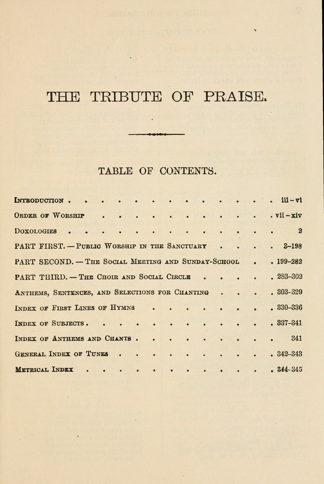 The Tribute of Praise: a collection of hymns and tunes for public and social worship, and for the use in the family circle and Sabbath school page 1