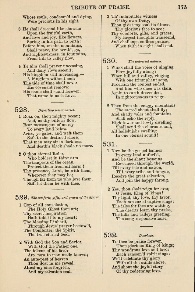 The Tribute of Praise: a collection of hymns and tunes for public and social worship, and for the use in the family circle and Sabbath school page 175