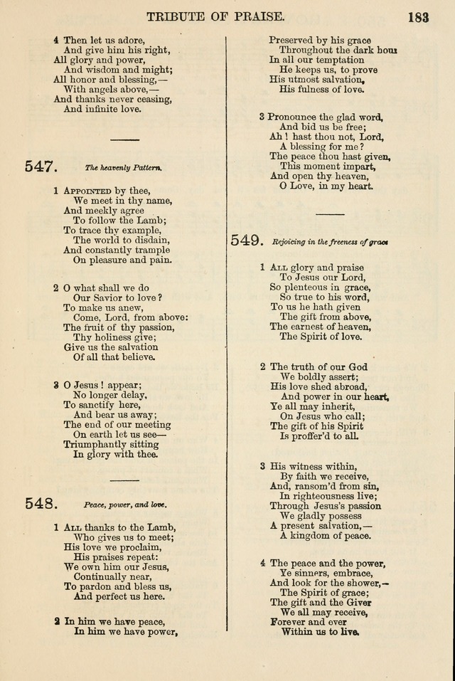 The Tribute of Praise: a collection of hymns and tunes for public and social worship, and for the use in the family circle and Sabbath school page 183