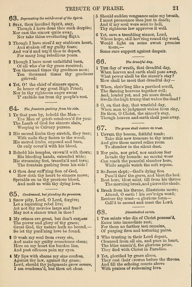 The Tribute of Praise: a collection of hymns and tunes for public and social worship, and for the use in the family circle and Sabbath school page 21