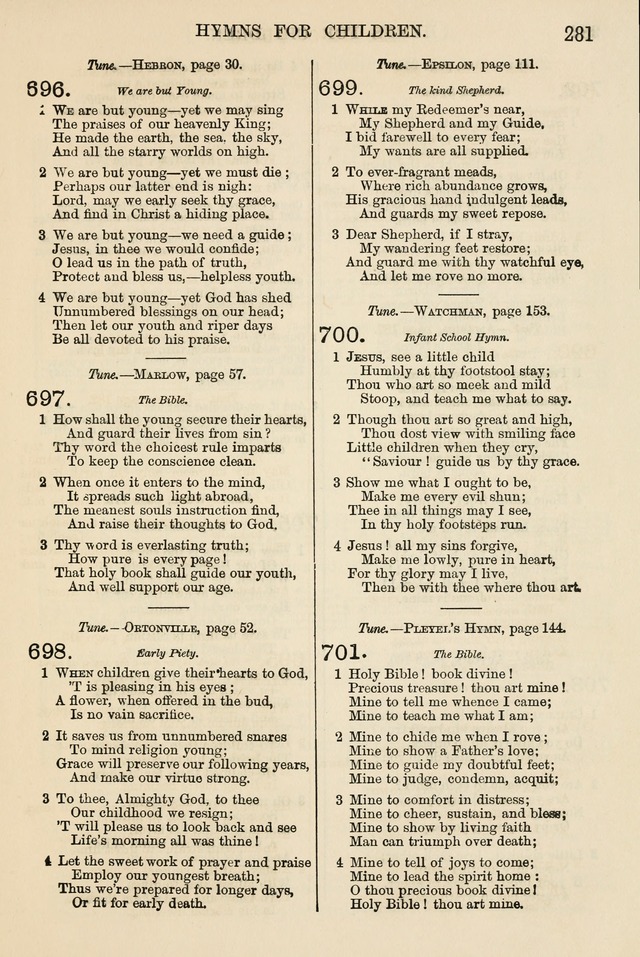 The Tribute of Praise: a collection of hymns and tunes for public and social worship, and for the use in the family circle and Sabbath school page 281