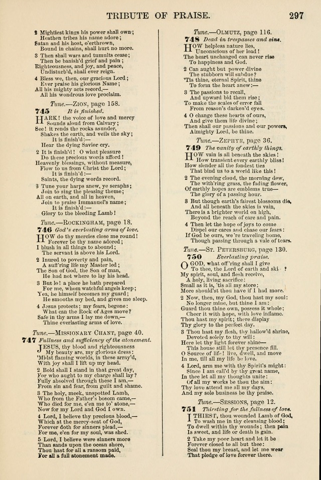 The Tribute of Praise: a collection of hymns and tunes for public and social worship, and for the use in the family circle and Sabbath school page 297