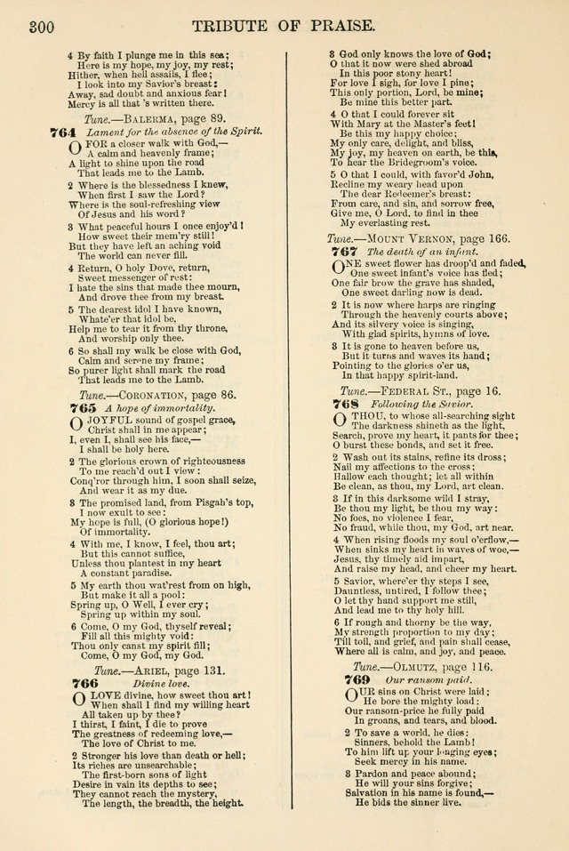 The Tribute of Praise: a collection of hymns and tunes for public and social worship, and for the use in the family circle and Sabbath school page 300