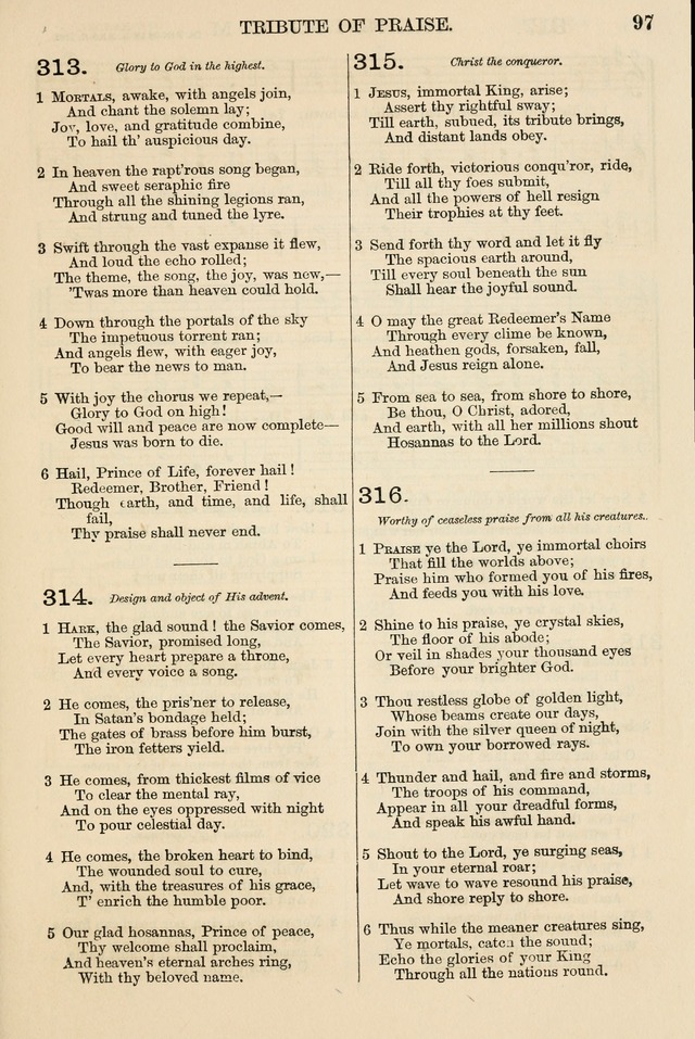 The Tribute of Praise: a collection of hymns and tunes for public and social worship, and for the use in the family circle and Sabbath school page 97