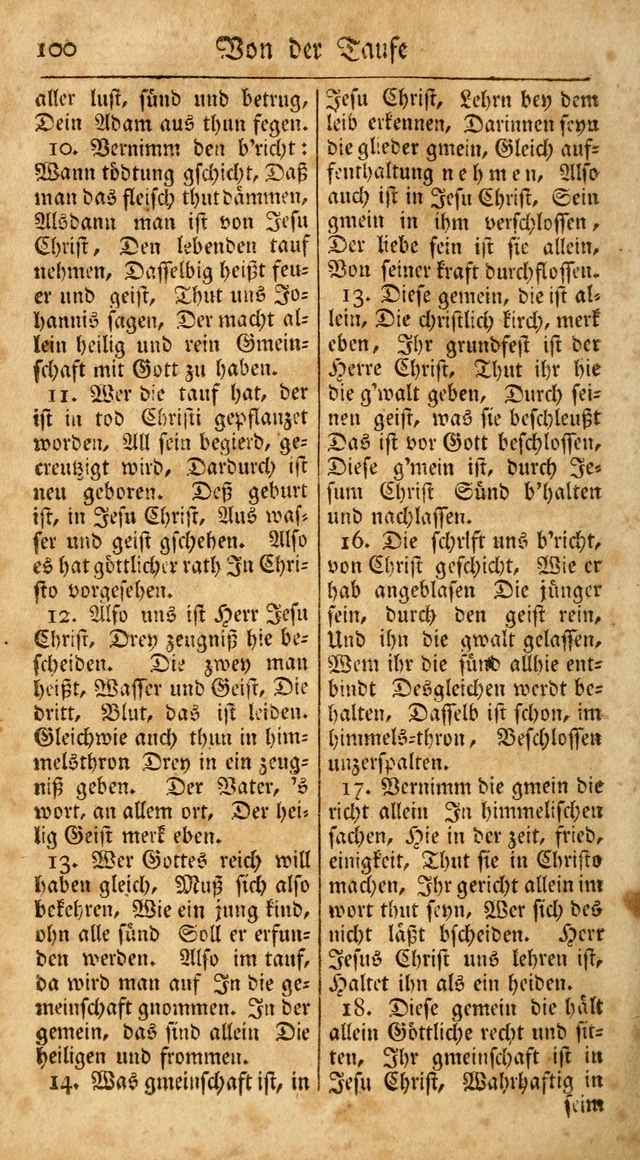 Ein Unpartheyisches Gesang-Buch: enthaltend geistreiche Lieder und Psalmen, zum allgemeinen Gebrauch des wahren Gottesdienstes auf begehren der Brüderschaft der Menoniten Gemeinen...(2nd verb. aufl.) page 172