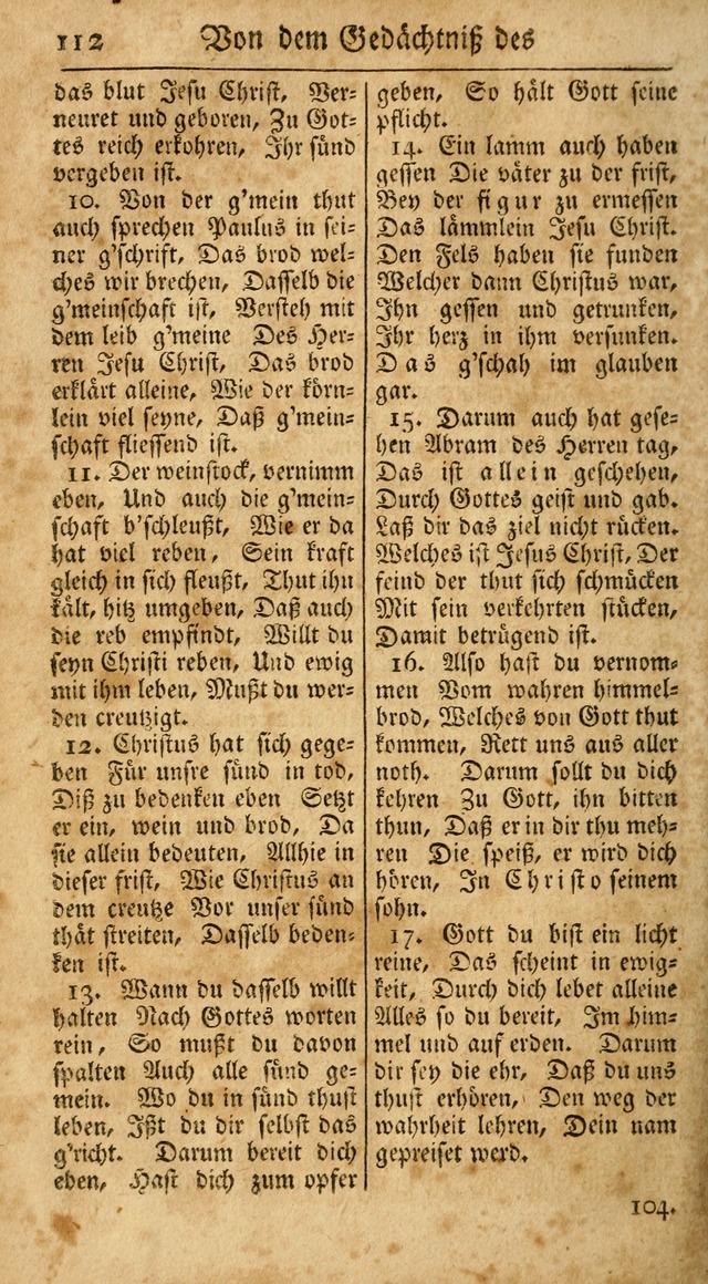 Ein Unpartheyisches Gesang-Buch: enthaltend geistreiche Lieder und Psalmen, zum allgemeinen Gebrauch des wahren Gottesdienstes auf begehren der Brüderschaft der Menoniten Gemeinen...(2nd verb. aufl.) page 184