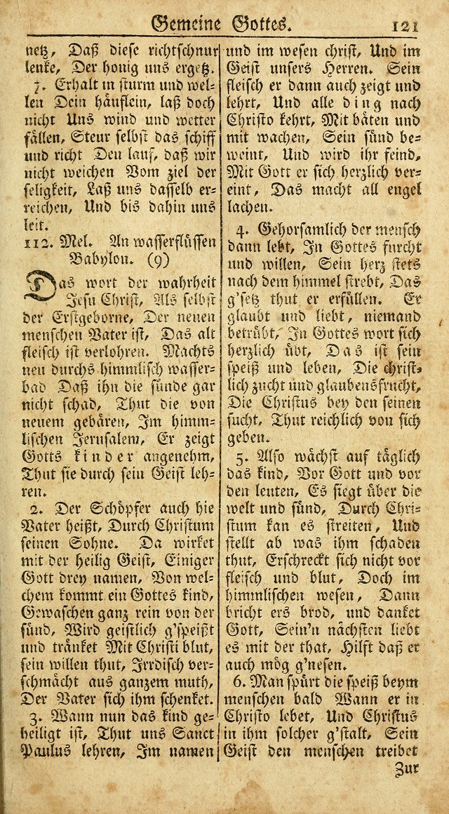 Ein Unpartheyisches Gesang-Buch: enthaltend geistreiche Lieder und Psalmen, zum allgemeinen Gebrauch des wahren Gottesdienstes auf begehren der Brüderschaft der Menoniten Gemeinen...(2nd verb. aufl.) page 193