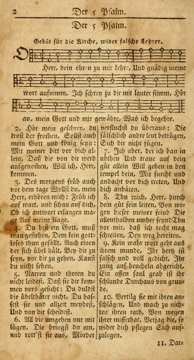 Ein Unpartheyisches Gesang-Buch: enthaltend geistreiche Lieder und Psalmen, zum allgemeinen Gebrauch des wahren Gottesdienstes auf begehren der Brüderschaft der Menoniten Gemeinen...(2nd verb. aufl.) page 2