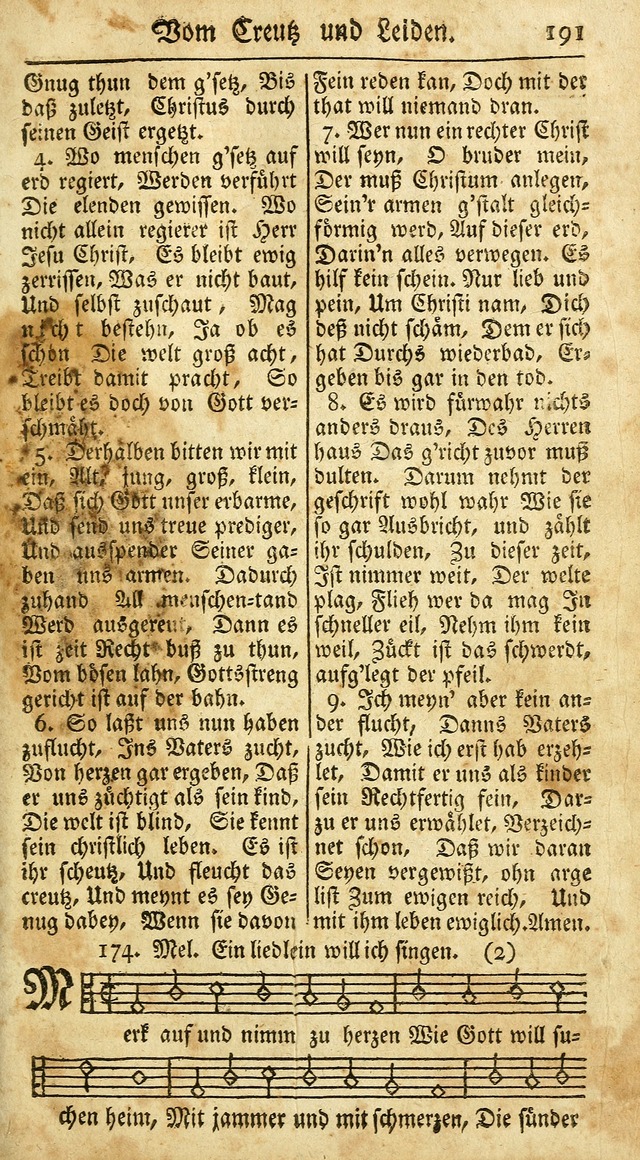 Ein Unpartheyisches Gesang-Buch: enthaltend geistreiche Lieder und Psalmen, zum allgemeinen Gebrauch des wahren Gottesdienstes auf begehren der Brüderschaft der Menoniten Gemeinen...(2nd verb. aufl.) page 263