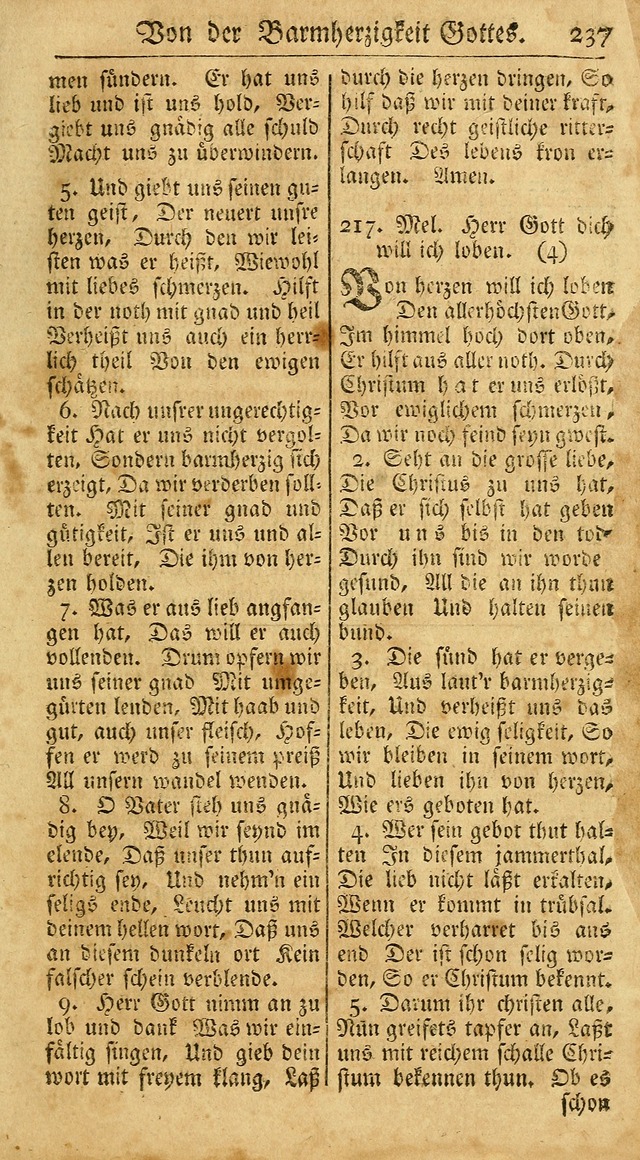 Ein Unpartheyisches Gesang-Buch: enthaltend geistreiche Lieder und Psalmen, zum allgemeinen Gebrauch des wahren Gottesdienstes auf begehren der Brüderschaft der Menoniten Gemeinen...(2nd verb. aufl.) page 307