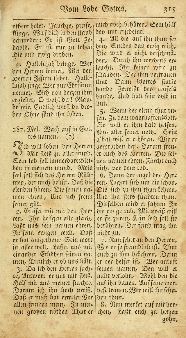 Ein Unpartheyisches Gesang-Buch: enthaltend geistreiche Lieder und Psalmen, zum allgemeinen Gebrauch des wahren Gottesdienstes auf begehren der Brüderschaft der Menoniten Gemeinen...(2nd verb. aufl.) page 383