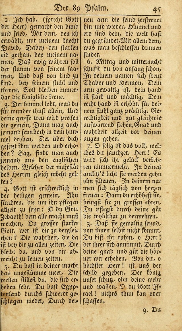 Ein Unpartheyisches Gesang-Buch: enthaltend geistreiche Lieder und Psalmen, zum allgemeinen Gebrauch des wahren Gottesdienstes auf begehren der Brüderschaft der Menoniten Gemeinen...(2nd verb. aufl.) page 43