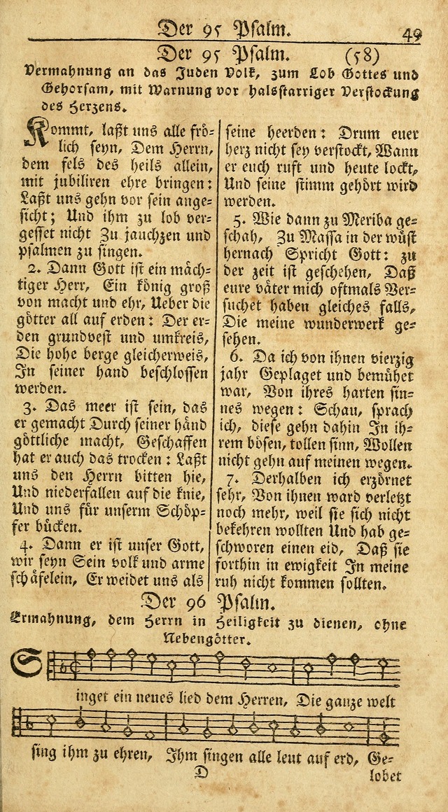 Ein Unpartheyisches Gesang-Buch: enthaltend geistreiche Lieder und Psalmen, zum allgemeinen Gebrauch des wahren Gottesdienstes auf begehren der Brüderschaft der Menoniten Gemeinen...(2nd verb. aufl.) page 47