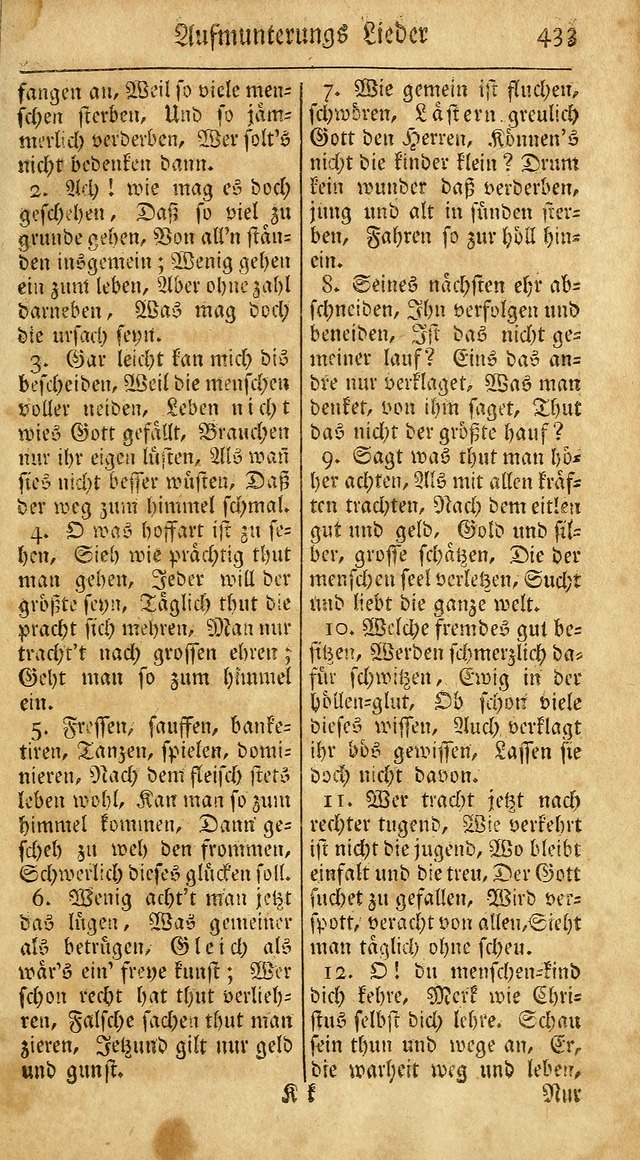 Ein Unpartheyisches Gesang-Buch: enthaltend geistreiche Lieder und Psalmen, zum allgemeinen Gebrauch des wahren Gottesdienstes auf begehren der Brüderschaft der Menoniten Gemeinen...(2nd verb. aufl.) page 501