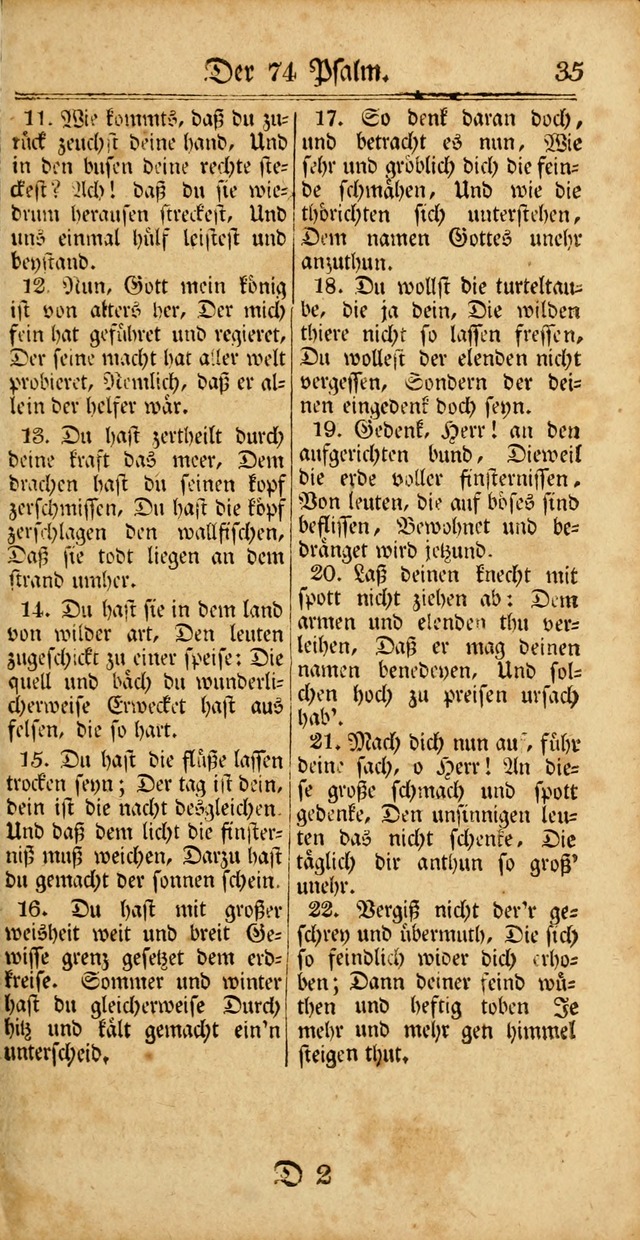 Unpartheyisches Gesang-Buch: enhaltend Geistrieche Lieder und Psalmen, zum allgemeinen Gebrauch des wahren Gottesdienstes (3rd aufl.) page 35