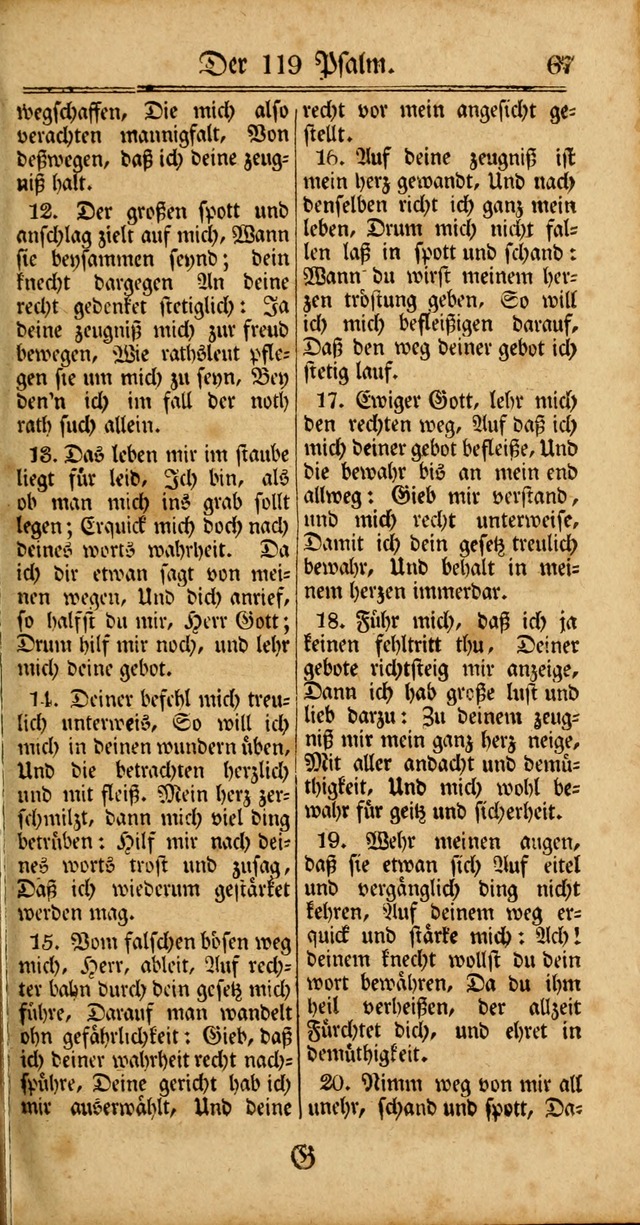 Unpartheyisches Gesang-Buch: enhaltend Geistrieche Lieder und Psalmen, zum allgemeinen Gebrauch des wahren Gottesdienstes (3rd aufl.) page 67