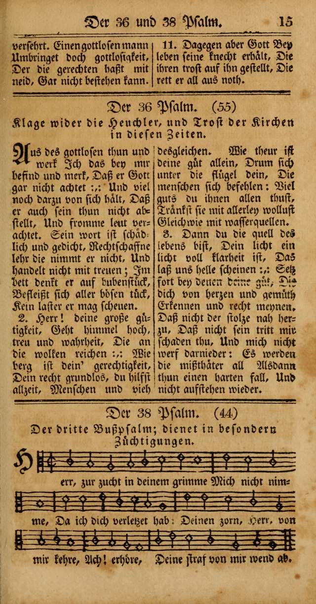 Unpartheyisches Gesang-Buch: enhaltend Geistrieche Lieder und Psalmen, zum allgemeinen Gebrauch des wahren Gottesdienstes (4th verb. Aufl., mit einem Anhang) page 15