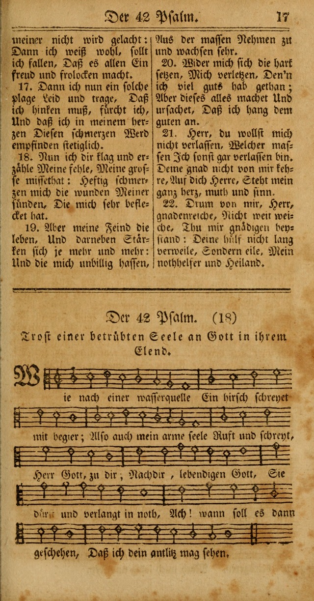 Unpartheyisches Gesang-Buch: enhaltend Geistrieche Lieder und Psalmen, zum allgemeinen Gebrauch des wahren Gottesdienstes (4th verb. Aufl., mit einem Anhang) page 17