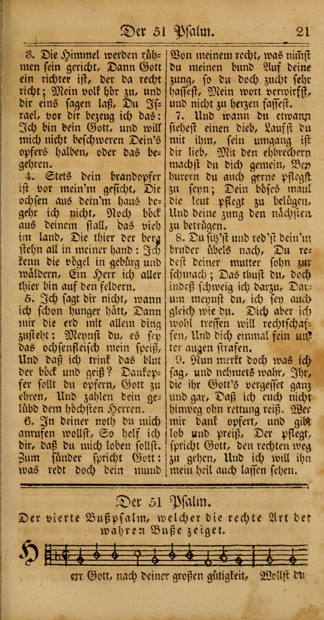 Unpartheyisches Gesang-Buch: enhaltend Geistrieche Lieder und Psalmen, zum allgemeinen Gebrauch des wahren Gottesdienstes (4th verb. Aufl., mit einem Anhang) page 21