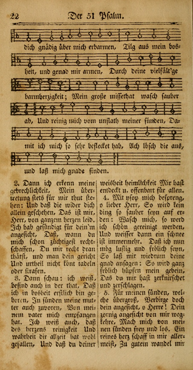 Unpartheyisches Gesang-Buch: enhaltend Geistrieche Lieder und Psalmen, zum allgemeinen Gebrauch des wahren Gottesdienstes (4th verb. Aufl., mit einem Anhang) page 22