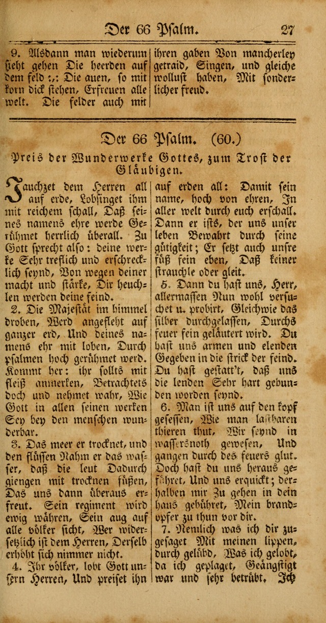 Unpartheyisches Gesang-Buch: enhaltend Geistrieche Lieder und Psalmen, zum allgemeinen Gebrauch des wahren Gottesdienstes (4th verb. Aufl., mit einem Anhang) page 27