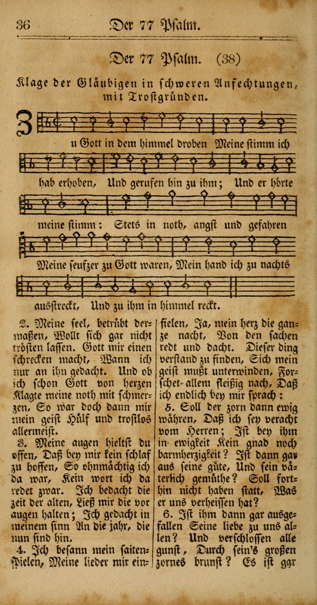 Unpartheyisches Gesang-Buch: enhaltend Geistrieche Lieder und Psalmen, zum allgemeinen Gebrauch des wahren Gottesdienstes (4th verb. Aufl., mit einem Anhang) page 36