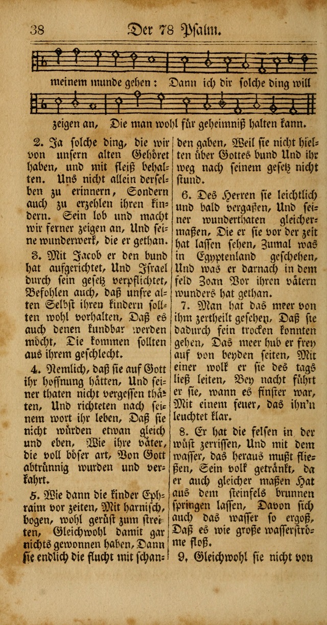 Unpartheyisches Gesang-Buch: enhaltend Geistrieche Lieder und Psalmen, zum allgemeinen Gebrauch des wahren Gottesdienstes (4th verb. Aufl., mit einem Anhang) page 38