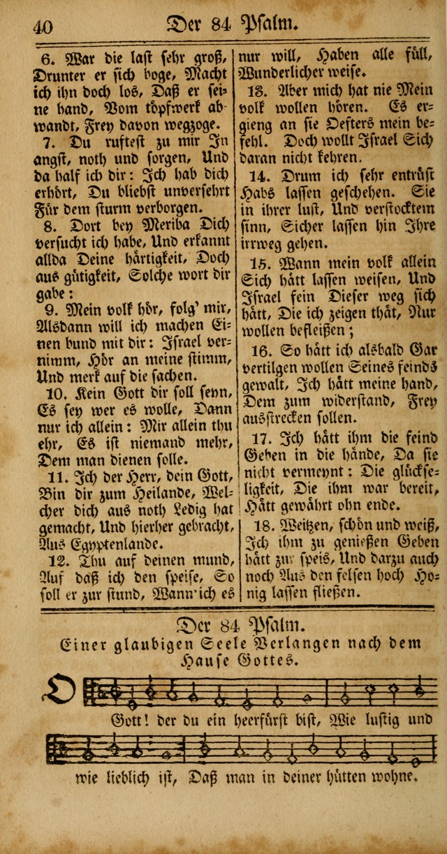 Unpartheyisches Gesang-Buch: enhaltend Geistrieche Lieder und Psalmen, zum allgemeinen Gebrauch des wahren Gottesdienstes (4th verb. Aufl., mit einem Anhang) page 40