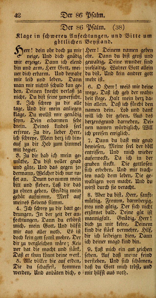 Unpartheyisches Gesang-Buch: enhaltend Geistrieche Lieder und Psalmen, zum allgemeinen Gebrauch des wahren Gottesdienstes (4th verb. Aufl., mit einem Anhang) page 42