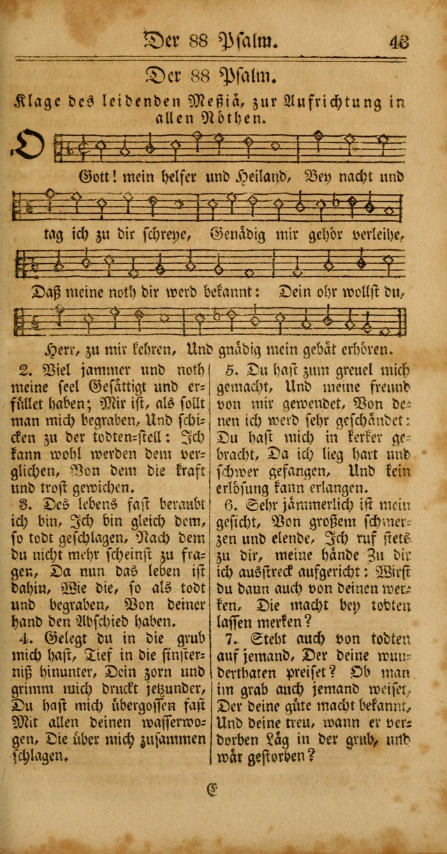 Unpartheyisches Gesang-Buch: enhaltend Geistrieche Lieder und Psalmen, zum allgemeinen Gebrauch des wahren Gottesdienstes (4th verb. Aufl., mit einem Anhang) page 43