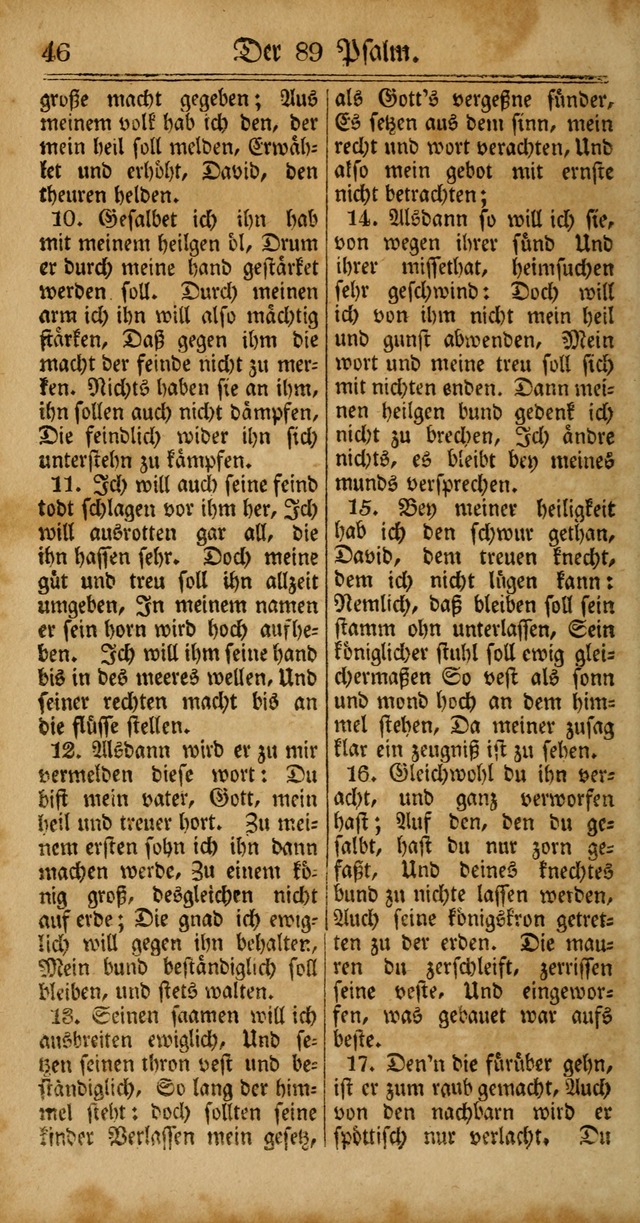 Unpartheyisches Gesang-Buch: enhaltend Geistrieche Lieder und Psalmen, zum allgemeinen Gebrauch des wahren Gottesdienstes (4th verb. Aufl., mit einem Anhang) page 46