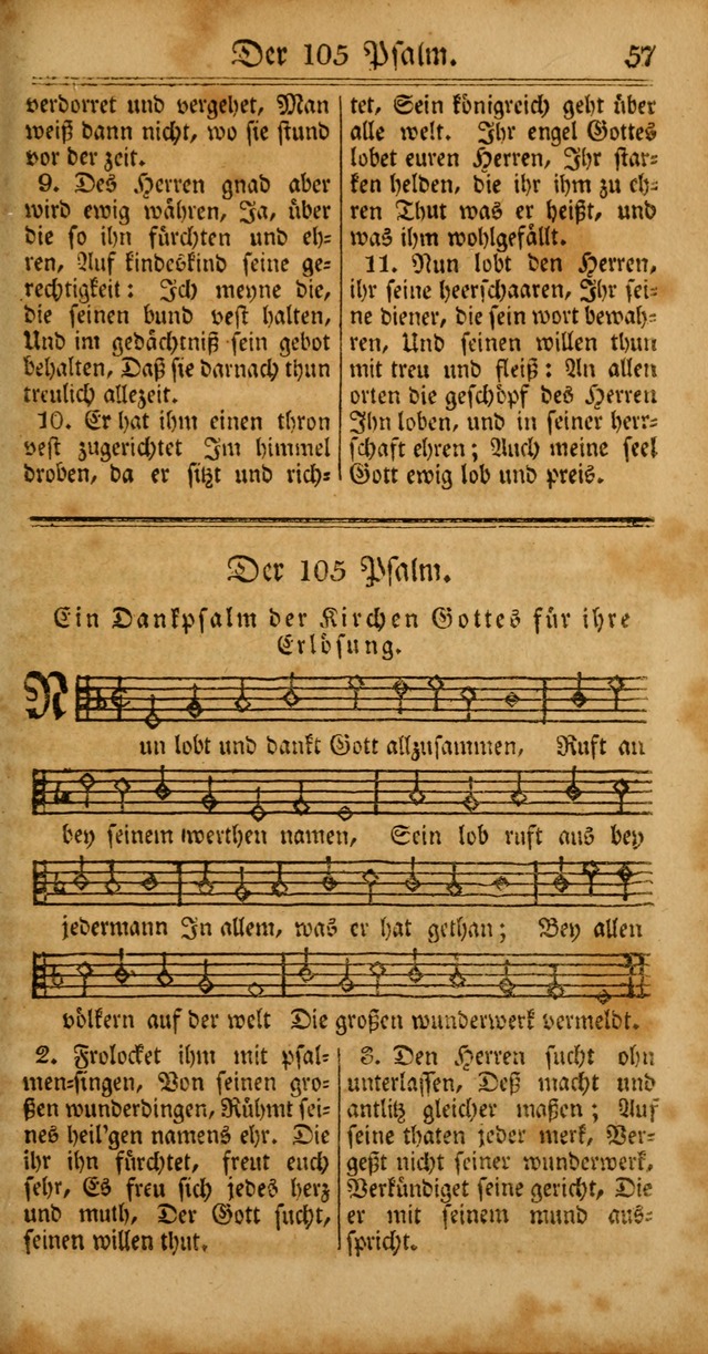 Unpartheyisches Gesang-Buch: enhaltend Geistrieche Lieder und Psalmen, zum allgemeinen Gebrauch des wahren Gottesdienstes (4th verb. Aufl., mit einem Anhang) page 57