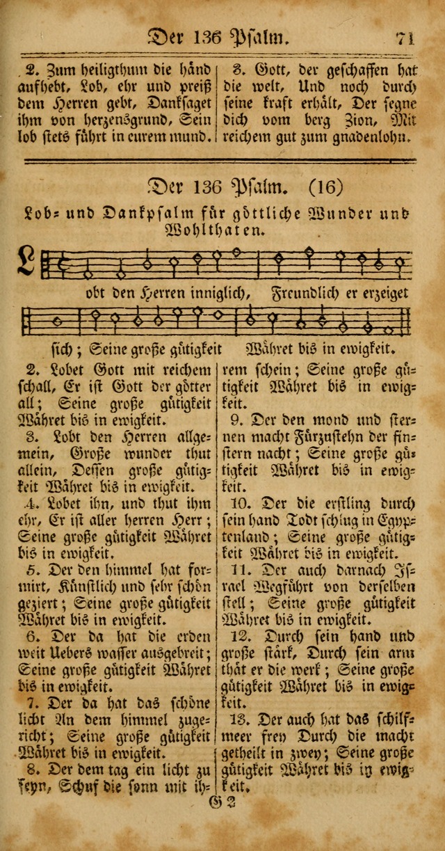 Unpartheyisches Gesang-Buch: enhaltend Geistrieche Lieder und Psalmen, zum allgemeinen Gebrauch des wahren Gottesdienstes (4th verb. Aufl., mit einem Anhang) page 71