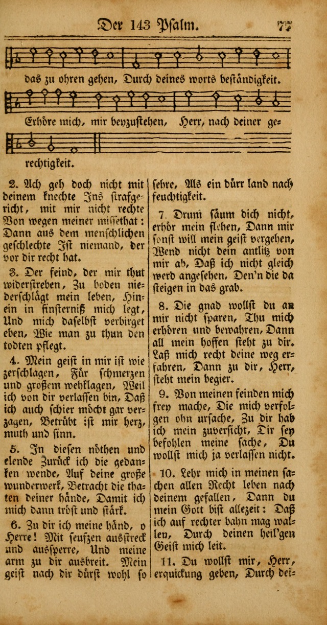 Unpartheyisches Gesang-Buch: enhaltend Geistrieche Lieder und Psalmen, zum allgemeinen Gebrauch des wahren Gottesdienstes (4th verb. Aufl., mit einem Anhang) page 77