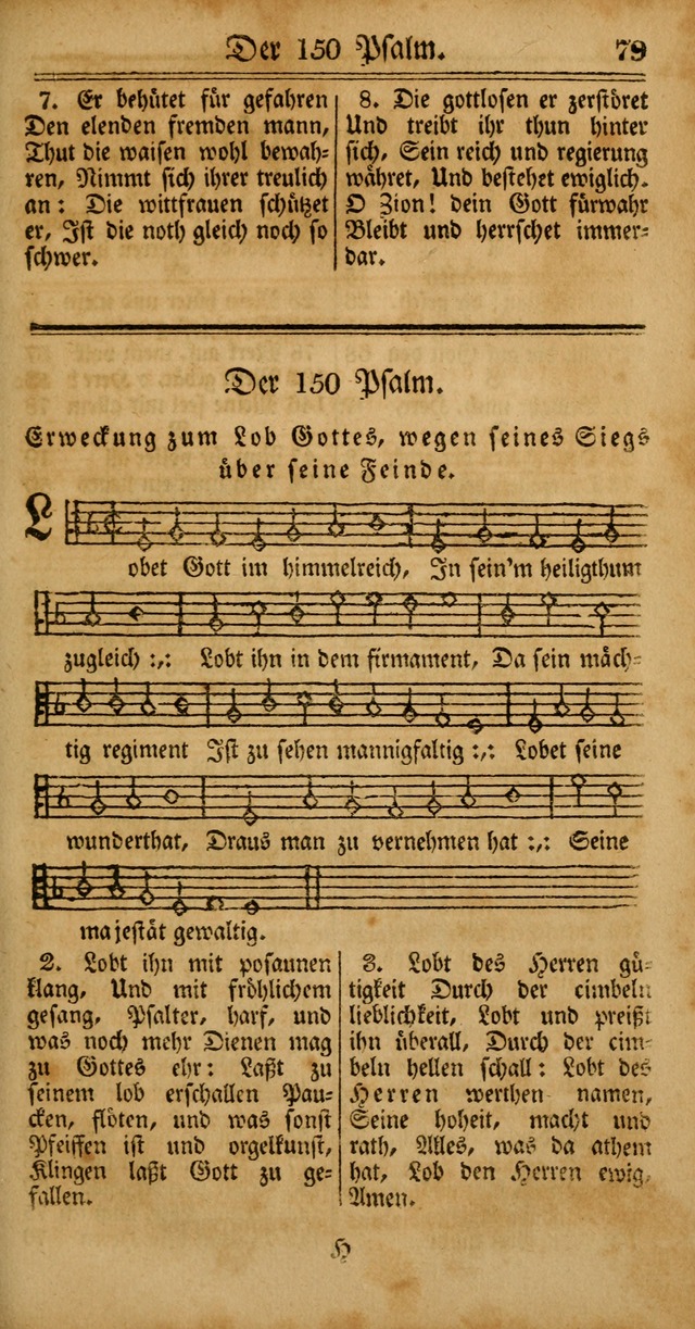 Unpartheyisches Gesang-Buch: enhaltend Geistrieche Lieder und Psalmen, zum allgemeinen Gebrauch des wahren Gottesdienstes (4th verb. Aufl., mit einem Anhang) page 79