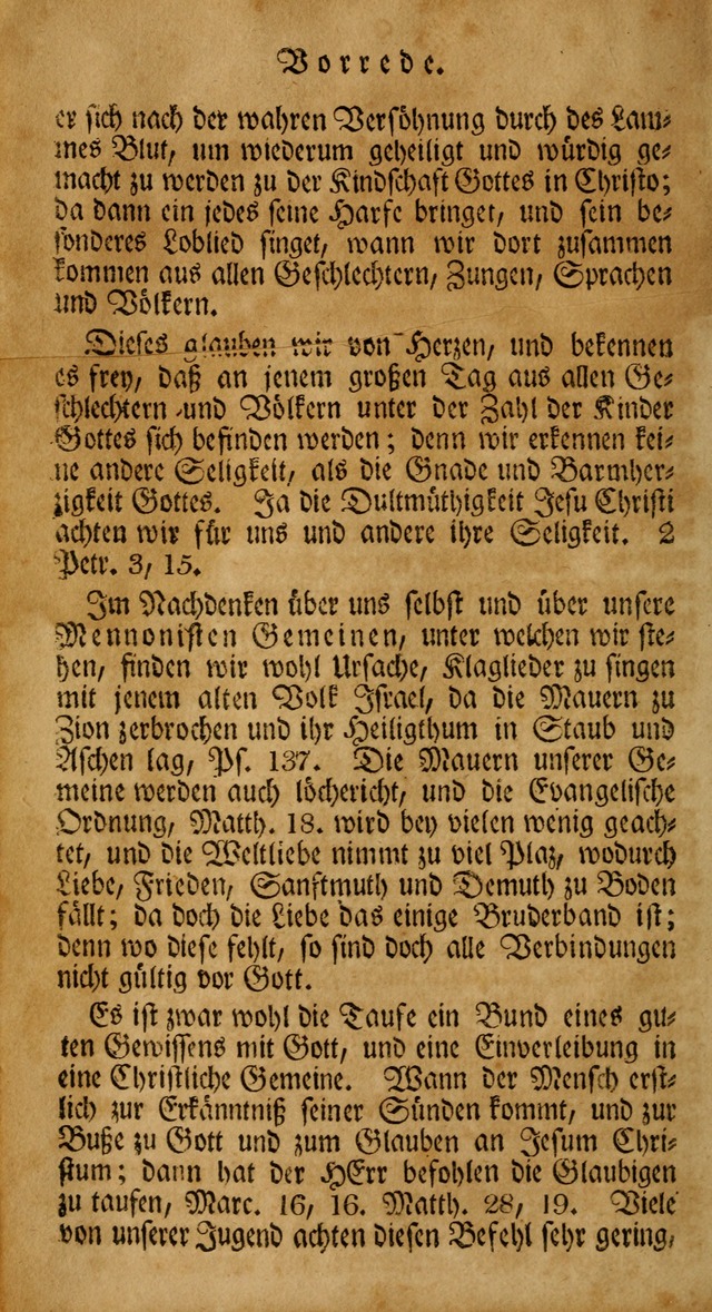 Unpartheyisches Gesang-Buch: enhaltend Geistrieche Lieder und Psalmen, zum allgemeinen Gebrauch des wahren Gottesdienstes (4th verb. Aufl., mit einem Anhang) page x