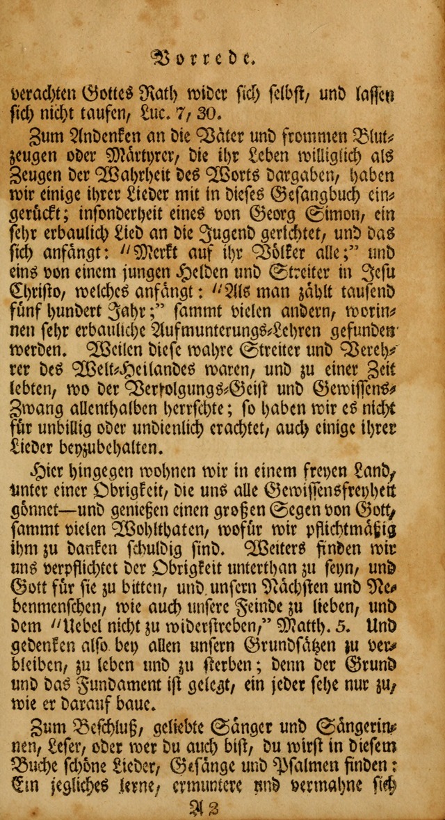 Unpartheyisches Gesang-Buch: enhaltend Geistrieche Lieder und Psalmen, zum allgemeinen Gebrauch des wahren Gottesdienstes (4th verb. Aufl., mit einem Anhang) page xi