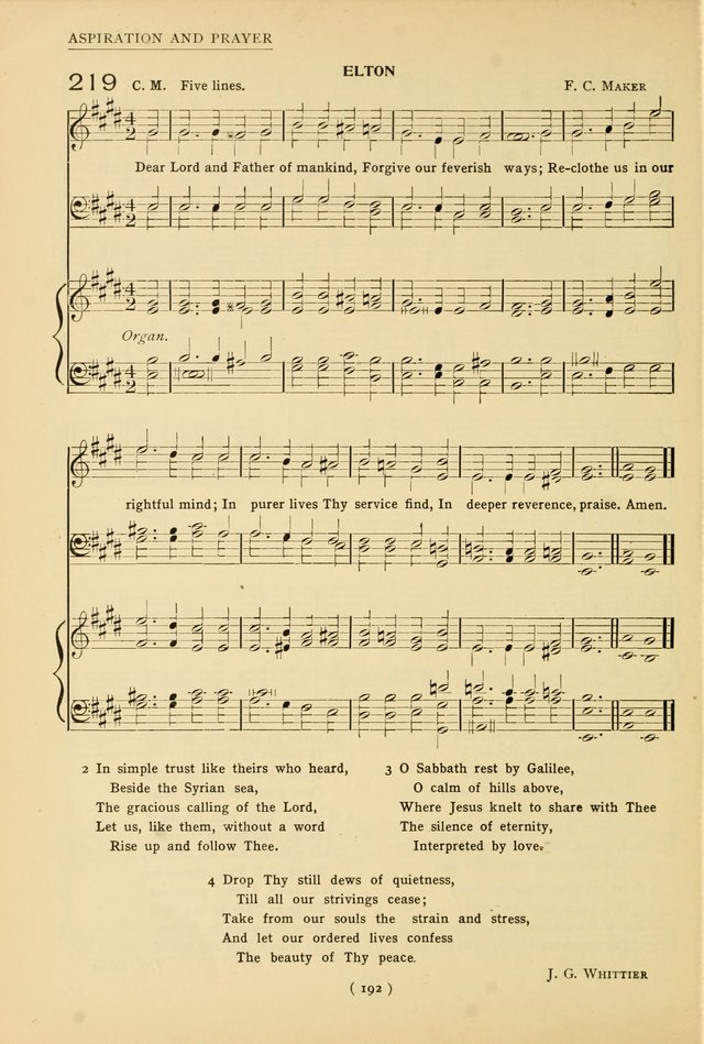 University Hymns: with tunes arranged for men