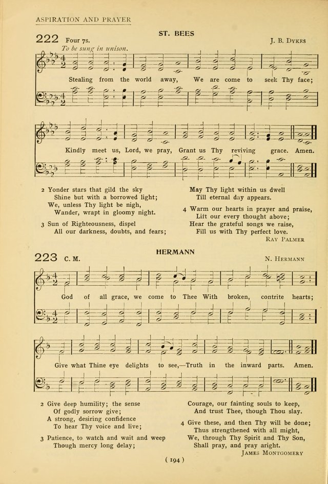 University Hymns: with tunes arranged for men