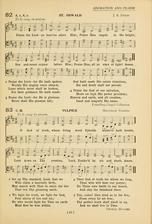 University Hymns: with tunes arranged for men