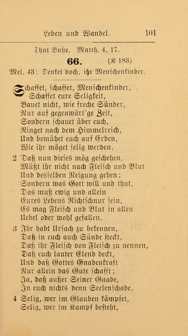 Unparteiische Liedersammlung: zum Gebrauch beim Oeffentlichen Gottesdienst und zur häuslichen Erbauung. (Revidirt und vermehrt) page 101