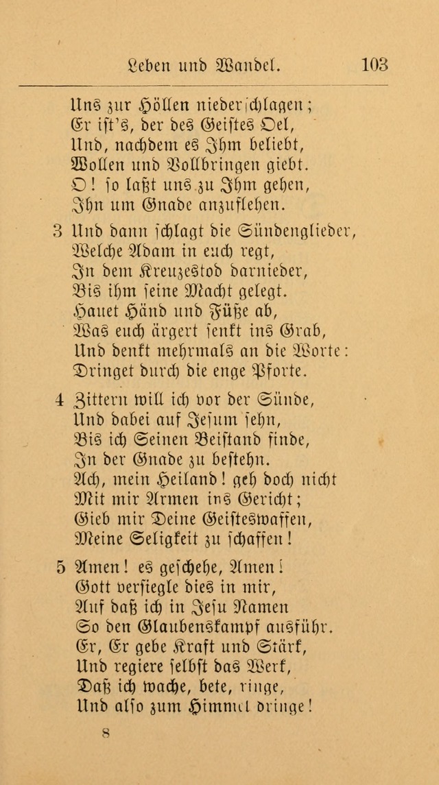 Unparteiische Liedersammlung: zum Gebrauch beim Oeffentlichen Gottesdienst und zur häuslichen Erbauung. (Revidirt und vermehrt) page 103