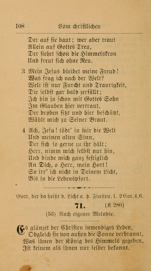 Unparteiische Liedersammlung: zum Gebrauch beim Oeffentlichen Gottesdienst und zur häuslichen Erbauung. (Revidirt und vermehrt) page 108