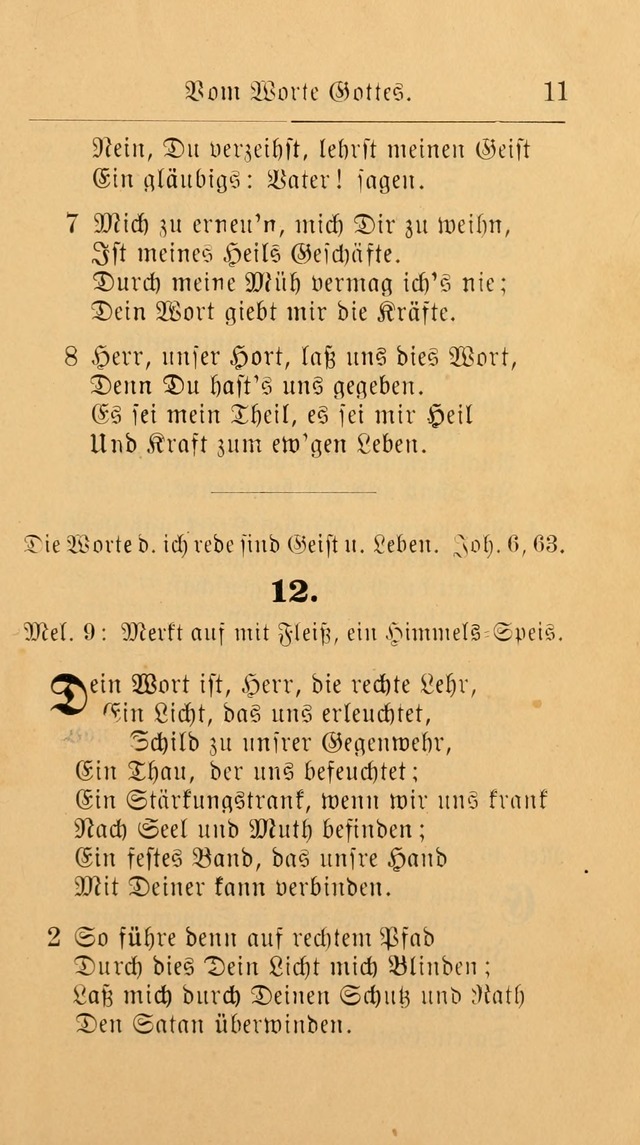 Unparteiische Liedersammlung: zum Gebrauch beim Oeffentlichen Gottesdienst und zur häuslichen Erbauung. (Revidirt und vermehrt) page 11